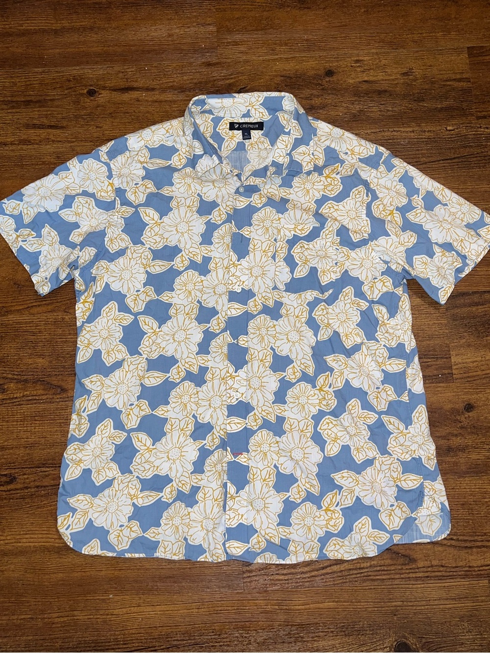 Cremieux Blue Floral Yellow White Short Sleeve
Button Down Casual Shirt Size XL